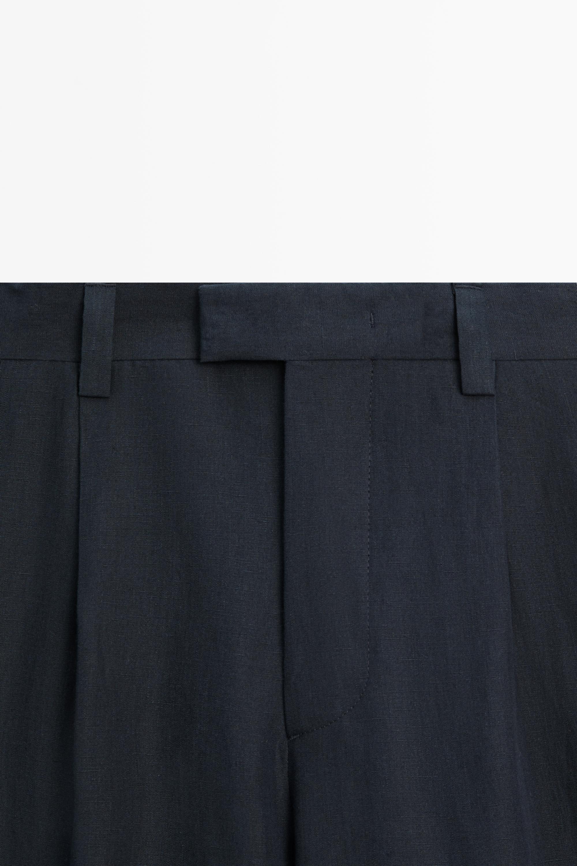 Darted 100% linen trousers